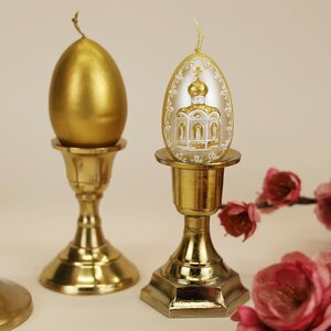 Пасхальная свеча Яйцо Golden 6 см Омский Свечной фото 4