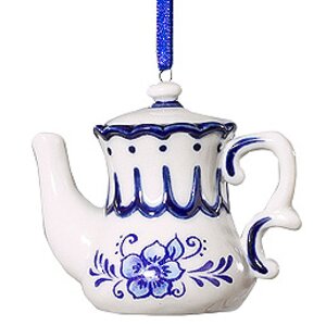 Елочное украшение Фарфоровый Чайник Гжель-1, 7 см, подвеска Kurts Adler фото 1
