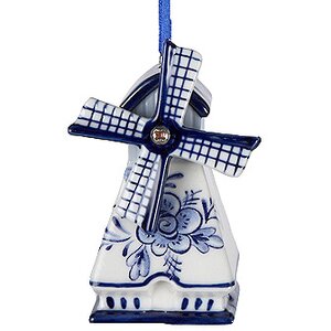 Елочная игрушка Ветряная Мельница в Дельфтском Стиле с Треугольной Крышей 8 см, подвеска Kurts Adler фото 1