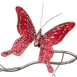 Елочная игрушка Бабочка Палинур 23 см розовая, клипса Goodwill фото 1