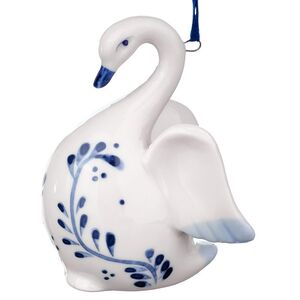 Елочная игрушка из фарфора Лебедь - Blue Swan 9 см, подвеска Kurts Adler (Куртс Адлер) фото 4