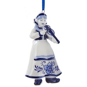 Елочная игрушка Девушка из Делфта со Скрипкой 10 см, подвеска Kurts Adler фото 1
