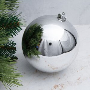 Пластиковый шар 15 см серебряный глянцевый, Winter Decoration