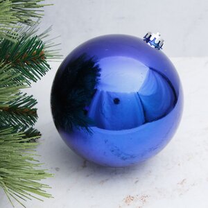Пластиковый шар 15 см синий глянцевый, Winter Decoration