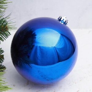 Пластиковый шар Sonder 15 см синий глянцевый Winter Deco фото 1
