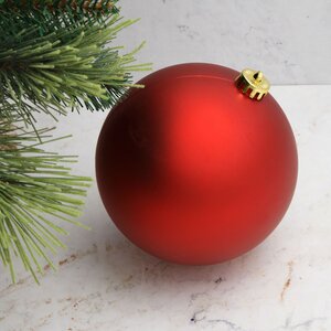 Пластиковый шар 15 см красный матовый, Winter Decoration