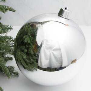 Пластиковый шар 30 см серебряный глянцевый, Winter Decoration