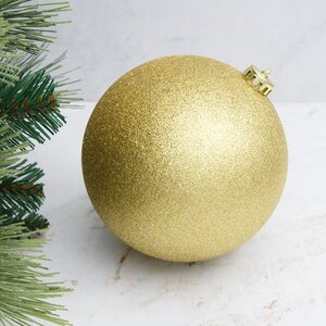 Пластиковый шар 15 см золотой искристый, Winter Decoration Winter Decoration фото 1