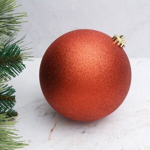 Пластиковый шар 15 см красный искристый, Winter Decoration