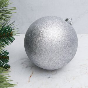 Пластиковый шар 15 см серебряный искристый, Winter Decoration Winter Deco фото 1