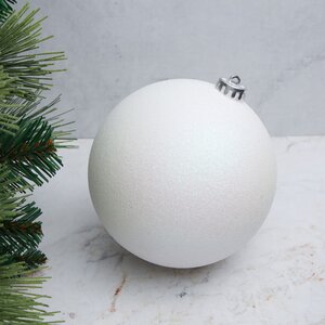 Пластиковый шар 15 см белый искристый, Winter Decoration
