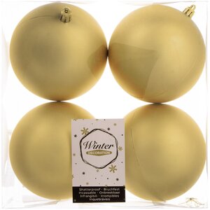 Набор пластиковых матовых шаров 10 см золотой, 4 шт, Winter Decoration