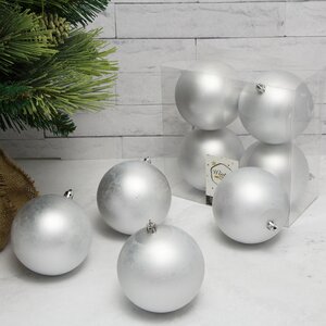 Набор пластиковых матовых шаров 10 см серебряный, 4 шт, Winter Decoration Winter Deco фото 1