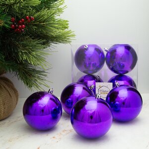 Набор пластиковых глянцевых шаров 10 см фиолетовый, 4 шт, Winter Decoration Winter Deco фото 1