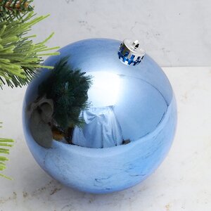 Пластиковый шар 15 см голубой глянцевый, Winter Decoration Winter Deco фото 1