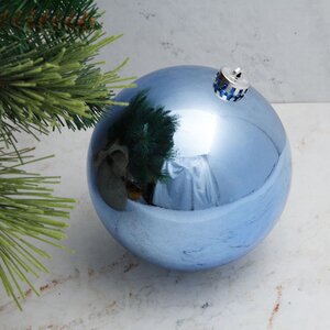 Пластиковый шар 15 см голубой глянцевый, Winter Decoration