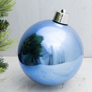 Пластиковый шар 20 см голубой глянцевый, Winter Decoration