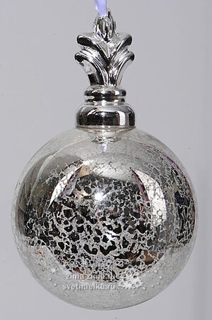 Винтажный шар, серебро, 9 см Kaemingk фото 1