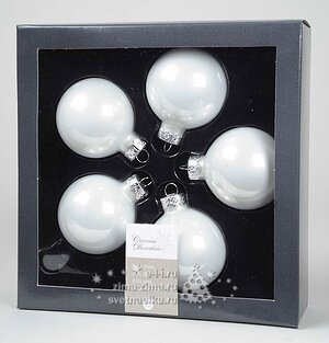 Набор стеклянных шаров 6 см, 5 шт, белый глянцевый Kaemingk фото 1