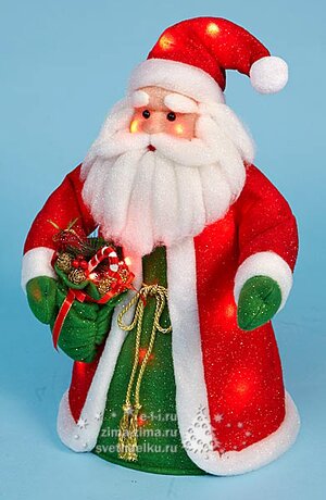 Санта с мешком подарков, светящийся, 76 см, разноцветные LED огни, батарейка Holiday Classics фото 1