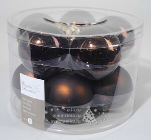 Набор стеклянных шаров 6 см, 10 шт, шоколадный mix Kaemingk фото 1