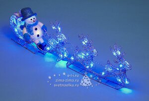 Оленья Упряжка, 81 см, серебряная с синими LED огнями Holiday Classics фото 1