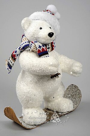 Фигура "Медведь на сноуборде", 20 см, белый Kaemingk фото 1