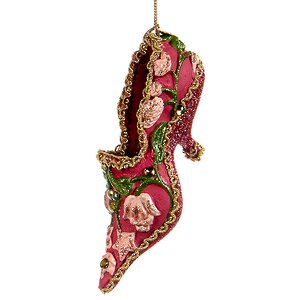 Елочная игрушка Туфелька маркизы де Помпадур 13 см розовая, подвеска Katherine’s Collection фото 1