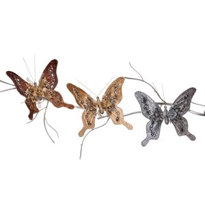 Набор елочных игрушек Бабочка Элоиса 23 см, 3 шт, на клипсе Katherine’s Collection фото 1