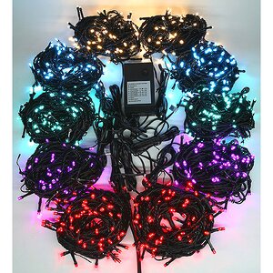 Комплект освещения Нежный для елки и дерева до 10 м, черный ПВХ, 10*100 аквамариновых/светло-розовых/светло-голубых LED ламп, контроллер BEAUTY LED фото 1