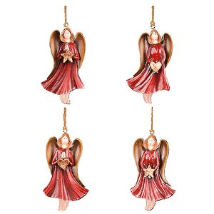 Елочная игрушка Ангелочек в красном платье 13*7 см, подвеска Holiday Classics фото 1
