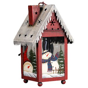 Фонарь рождественский Домик с трубой на крыше, 24*14*12 см, красный Holiday Classics фото 1