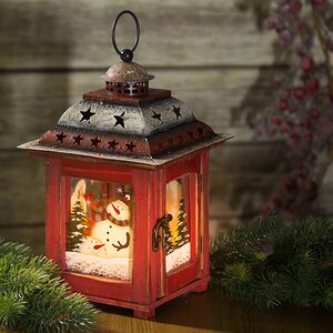 Деревянный подсвечник-фонарь Снеговик с подарками 27 см Holiday Classics фото 1