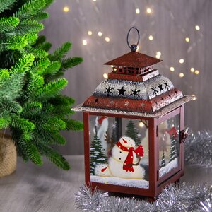 Подсвечник - фонарь Снеговик с подарками 26 см Holiday Classics фото 2