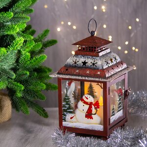 Подсвечник - фонарь Снеговик с подарками 26 см Holiday Classics фото 1