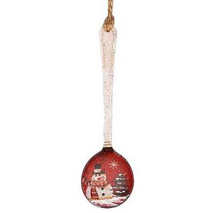 Новогоднее украшение-ложка Добрый Снеговик в красном шарфе 17 см, металл Holiday Classics фото 1