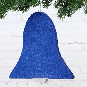 Игрушка для уличной ёлки Колокол с блёстками 50 см синий, пеноплекс Winter Deco фото 2