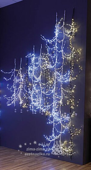 Ветка - лиана Плакучая Ива, 300 см, 288 LED ламп, теплый белый Kaemingk фото 3