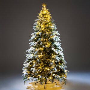 Искусственная елка с гирляндой Власта заснеженная 240 см, 910 разноцветных/теплых белых LED ламп, контроллер, ЛИТАЯ + ПВХ Crystal Trees фото 2