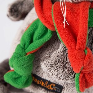 Мягкая игрушка Кот Басик в оранжево-зеленой шапке и шарфике 19 см Budi Basa фото 3