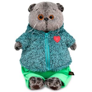 Мягкая игрушка Кот Басик в теплом костюме с сердечком 25 см