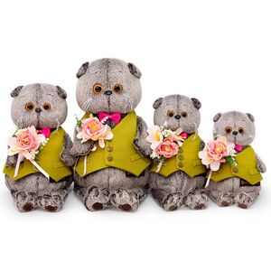 Мягкая игрушка Кот Басик в жилете и с букетом 25 см Budi Basa фото 4