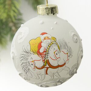 Стеклянный елочный шар Тройка Деда Мороза 6 см Коломеев фото 1