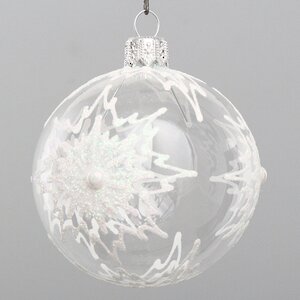 Стеклянный елочный шар Снежинка 6 см Коломеев фото 1