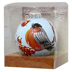 Стеклянный елочный шар Добрый снегирь 8 см Коломеев фото 2