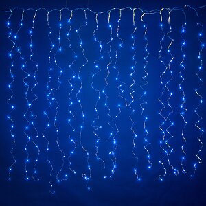 Гирлянда штора Роса 1.6*1.6 м, 256 синих мини LED с мерцанием, серебряная проволока, IP20 Торг Хаус фото 2