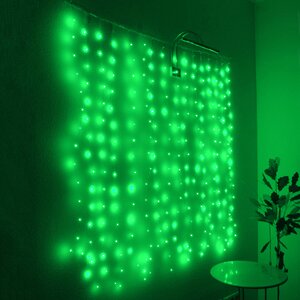 Гирлянда штора Роса 1.6*1.6 м, 256 зеленых мини LED с мерцанием, серебряная проволока