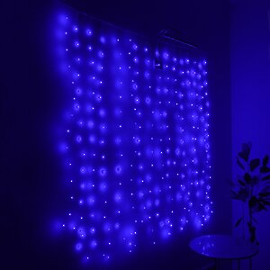 Гирлянда штора Роса 1.6*1.6 м, 256 синих мини LED ламп, серебряная проволока, IP20