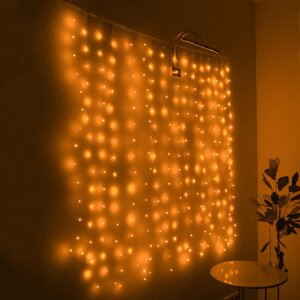 Гирлянда штора Роса 1.6*1.6 м, 256 желтых мини LED с мерцанием, серебряная проволока Торг Хаус фото 1