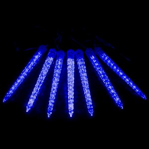 Светодиодная гирлянда Ледяные Тающие Сосульки 23 см * 7 шт, синие LED, прозрачный ПВХ, 2 м, соединяемая, IP44 Торг Хаус фото 1